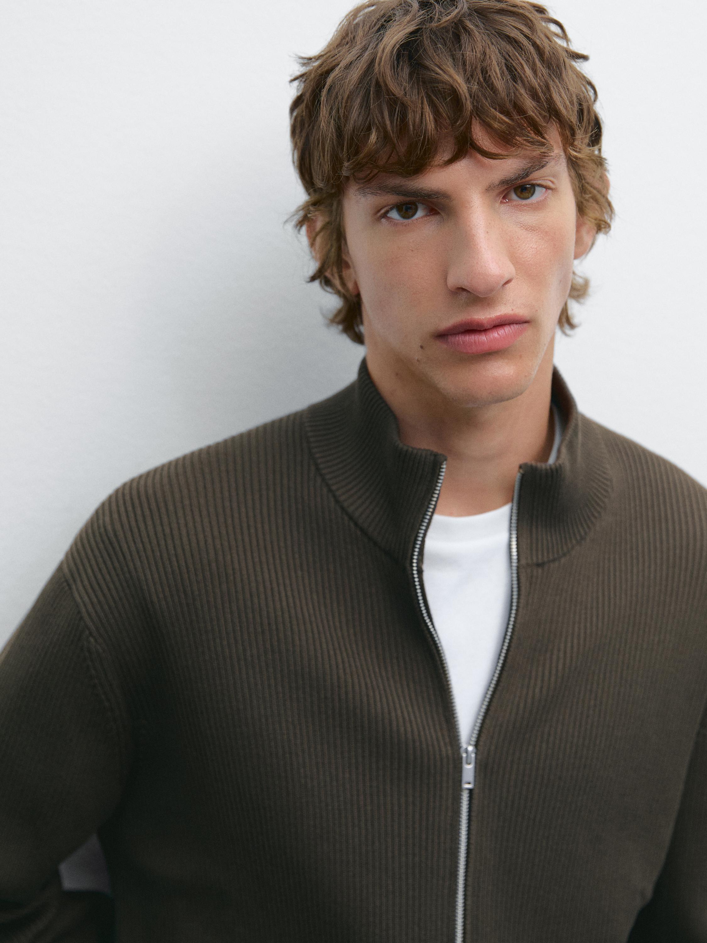 100% cotton zip cardigan